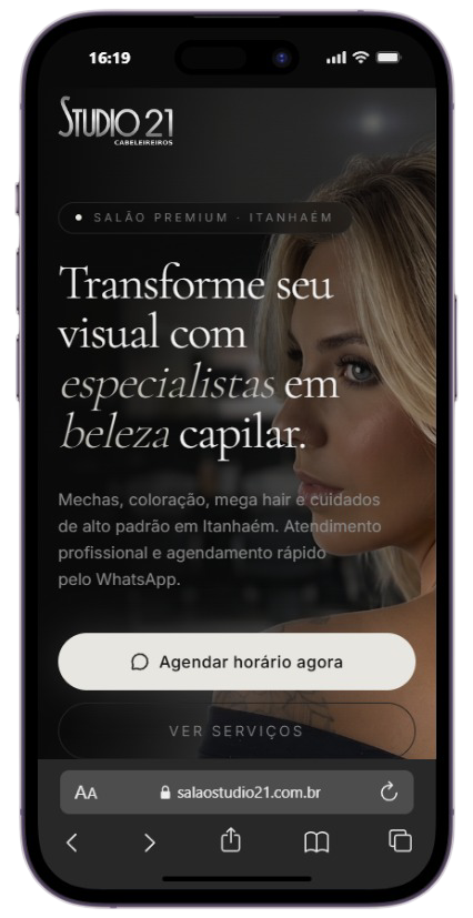 Landing page Studio 21 — versão mobile